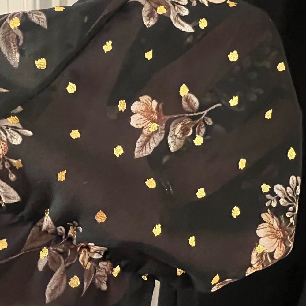 Maurices black dress with sheer floral sleeves and bows size Medium - Picture 3 of 8